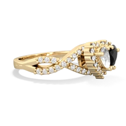 White Topaz Diamond Twist 'One Heart' 14K Yellow Gold ring R2640HRT