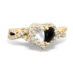 White Topaz Diamond Twist 'One Heart' 14K Yellow Gold ring R2640HRT