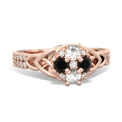 White Topaz Celtic Knot Cluster Engagement 14K Rose Gold ring R26443RD