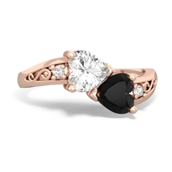 White Topaz Snuggling Hearts 14K Rose Gold ring R2178