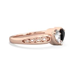 White Topaz Filligree 'One Heart' 14K Rose Gold ring R5070