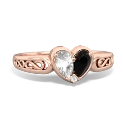 White Topaz Filligree 'One Heart' 14K Rose Gold ring R5070