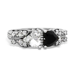 White Topaz Diamond Butterflies 14K White Gold ring R5601