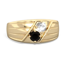 White Topaz Men's Streamline 14K Yellow Gold ring R0460