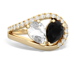 White Topaz Nestled Heart Keepsake 14K Yellow Gold ring R5650