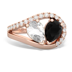 White Topaz Nestled Heart Keepsake 14K Rose Gold ring R5650