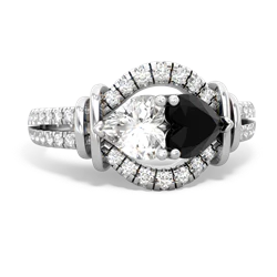 White Topaz Art-Deco Keepsake 14K White Gold ring R5630