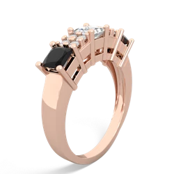 White Topaz Three Stone Diamond Cluster 14K Rose Gold ring R2592