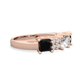 White Topaz Three Stone Diamond Cluster 14K Rose Gold ring R2592