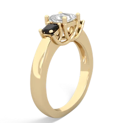 White Topaz Three Stone Trellis 14K Yellow Gold ring R4015