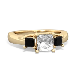 White Topaz Three Stone Trellis 14K Yellow Gold ring R4015