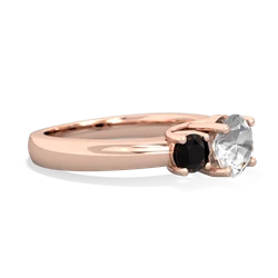 White Topaz Three Stone Round Trellis 14K Rose Gold ring R4018