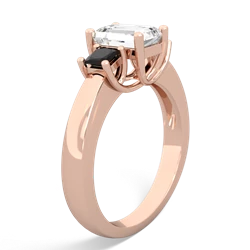 White Topaz Three Stone Emerald-Cut Trellis 14K Rose Gold ring R4021