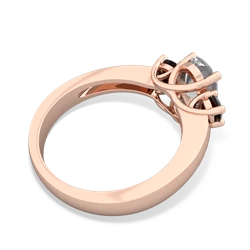 White Topaz Three Stone Oval Trellis 14K Rose Gold ring R4024