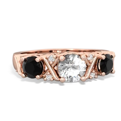 White Topaz Hugs And Kisses 14K Rose Gold ring R5016