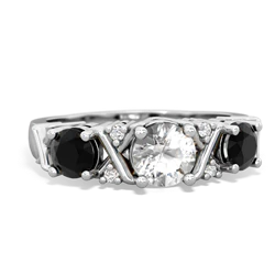 White Topaz Hugs And Kisses 14K White Gold ring R5016