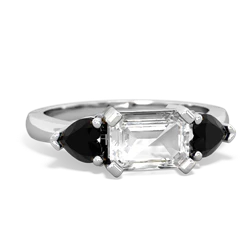 White Topaz Three Stone 14K White Gold ring R5235