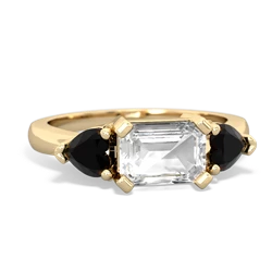 White Topaz Three Stone 14K Yellow Gold ring R5235