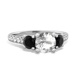 White Topaz Pave Trellis 14K White Gold ring R5500