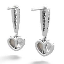 White Topaz Filligree Heart 14K White Gold earrings E5070