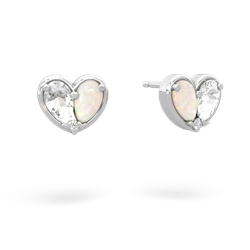 White Topaz 'Our Heart' 14K White Gold earrings E5072