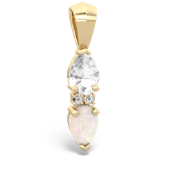 White Topaz Bowtie Drop 14K Yellow Gold pendant P0865