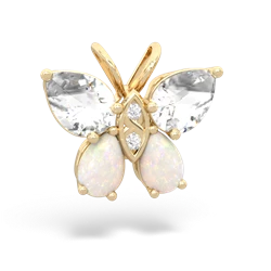 White Topaz Butterfly 14K Yellow Gold pendant P2215