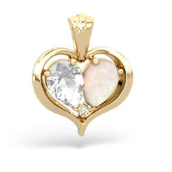 White Topaz Two Become One 14K Yellow Gold pendant P5330