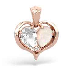 White Topaz Two Become One 14K Rose Gold pendant P5330