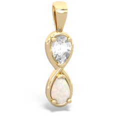 White Topaz Infinity 14K Yellow Gold pendant P5050