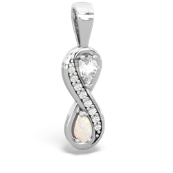 White Topaz Diamond Infinity 14K White Gold pendant P5390