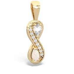 White Topaz Diamond Infinity 14K Yellow Gold pendant P5390