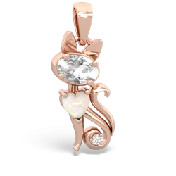 White Topaz Kitten 14K Rose Gold pendant P5780