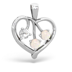 White Topaz Glowing Heart 14K White Gold pendant P2233