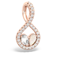 White Topaz Pave Twist 'One Heart' 14K Rose Gold pendant P5360