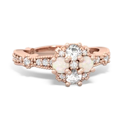 White Topaz Sparkling Tiara Cluster 14K Rose Gold ring R26293RD