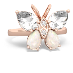 White Topaz Butterfly 14K Rose Gold ring R2215