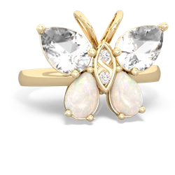 White Topaz Butterfly 14K Yellow Gold ring R2215