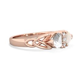 White Topaz Celtic Knot Double Heart 14K Rose Gold ring R5040