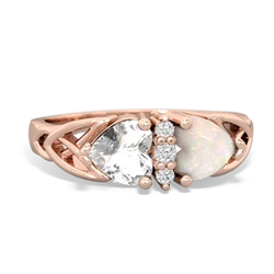 White Topaz Celtic Knot Double Heart 14K Rose Gold ring R5040