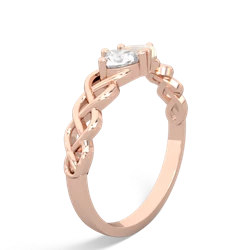 White Topaz Heart To Heart Braid 14K Rose Gold ring R5870