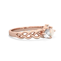 White Topaz Heart To Heart Braid 14K Rose Gold ring R5870