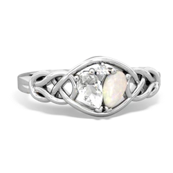 White Topaz Celtic Love Knot 14K White Gold ring R5420