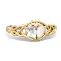 White Topaz Celtic Love Knot 14K Yellow Gold ring R5420