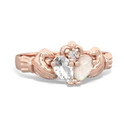 White Topaz 'Our Heart' Claddagh 14K Rose Gold ring R2388