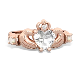 White Topaz Claddagh Keepsake 14K Rose Gold ring R5245