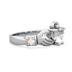 White Topaz Claddagh Keepsake 14K White Gold ring R5245