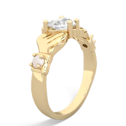 White Topaz Claddagh Keepsake 14K Yellow Gold ring R5245