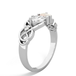 White Topaz 'One Heart' Celtic Knot Claddagh 14K White Gold ring R5322