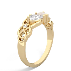 White Topaz 'One Heart' Celtic Knot Claddagh 14K Yellow Gold ring R5322